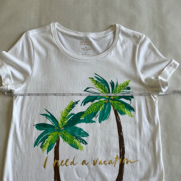 Kate Spade "I need a vacation" Palm Tree Leaves Cotton Casual T-shirt Top - Picture 5 of 9